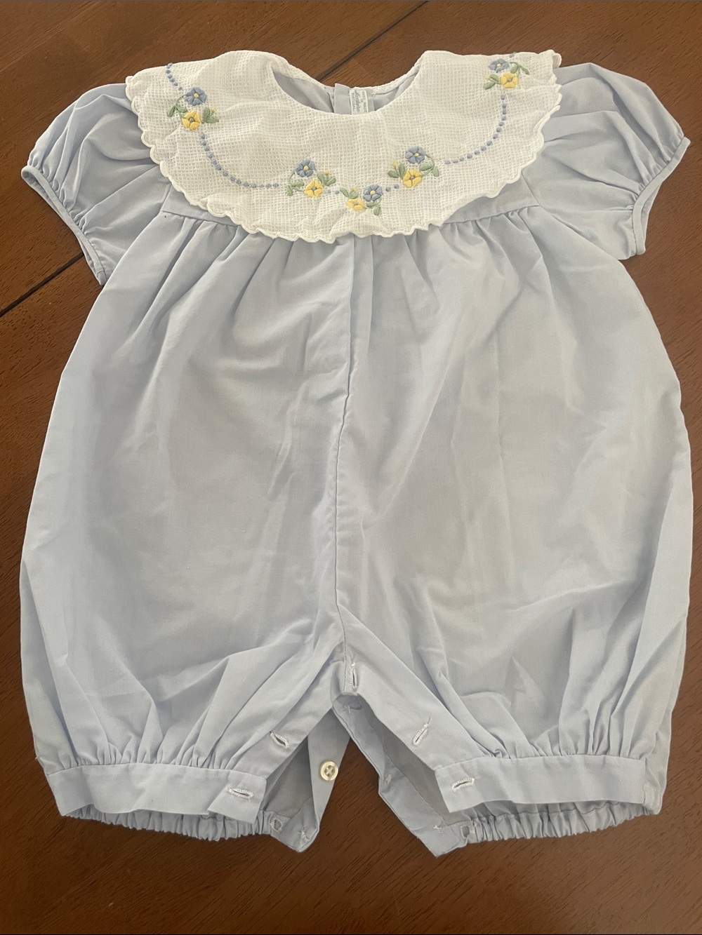 Classic Light Blue Smocked Baby One-Piece romper